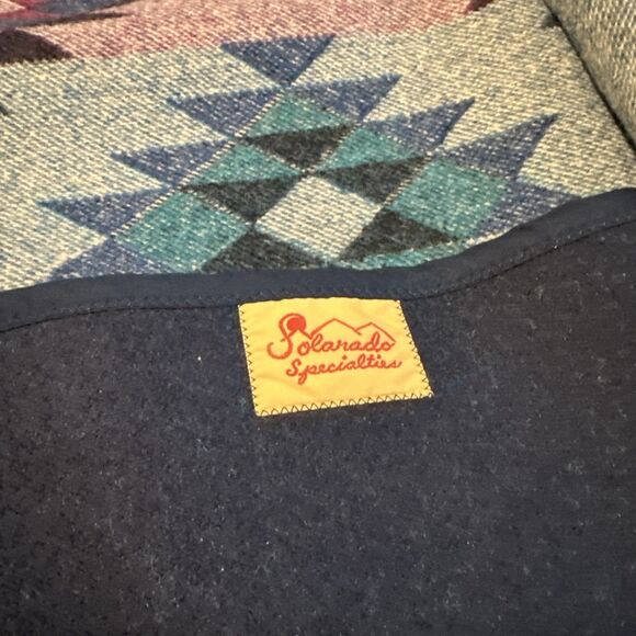 EUC Vintage Pendleton Unisex  Western Aztec Wool Long COAT Jacket RARE Teal Blue - Picture 4 of 11